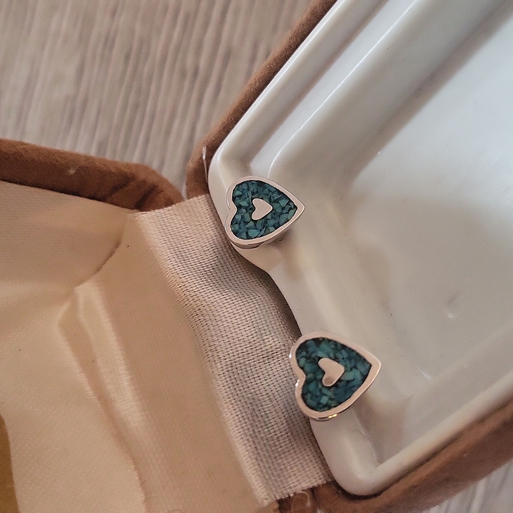 Turquoise Heart Earrings l Teal And Silver l Jewlery